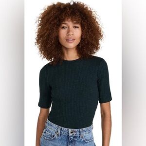 Vince Ribbed Elbow Sleeve T-Shirt